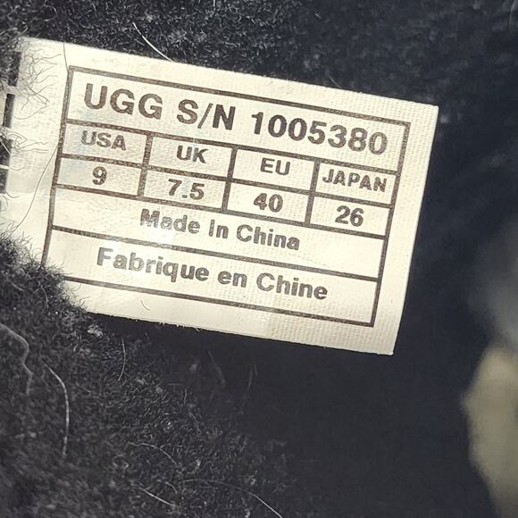 UGG Australia Becket Black Leather Sheepskin Boots Women's Moto Buckle Size 9 - Picture 6 of 7